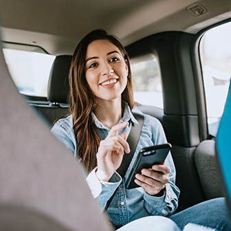 Young passenger in the back seat of a vehicle